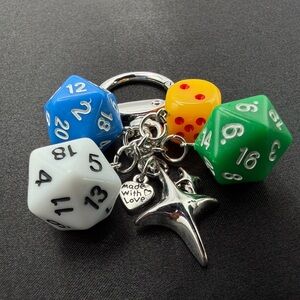 Colorful Dice Keychain with Charms